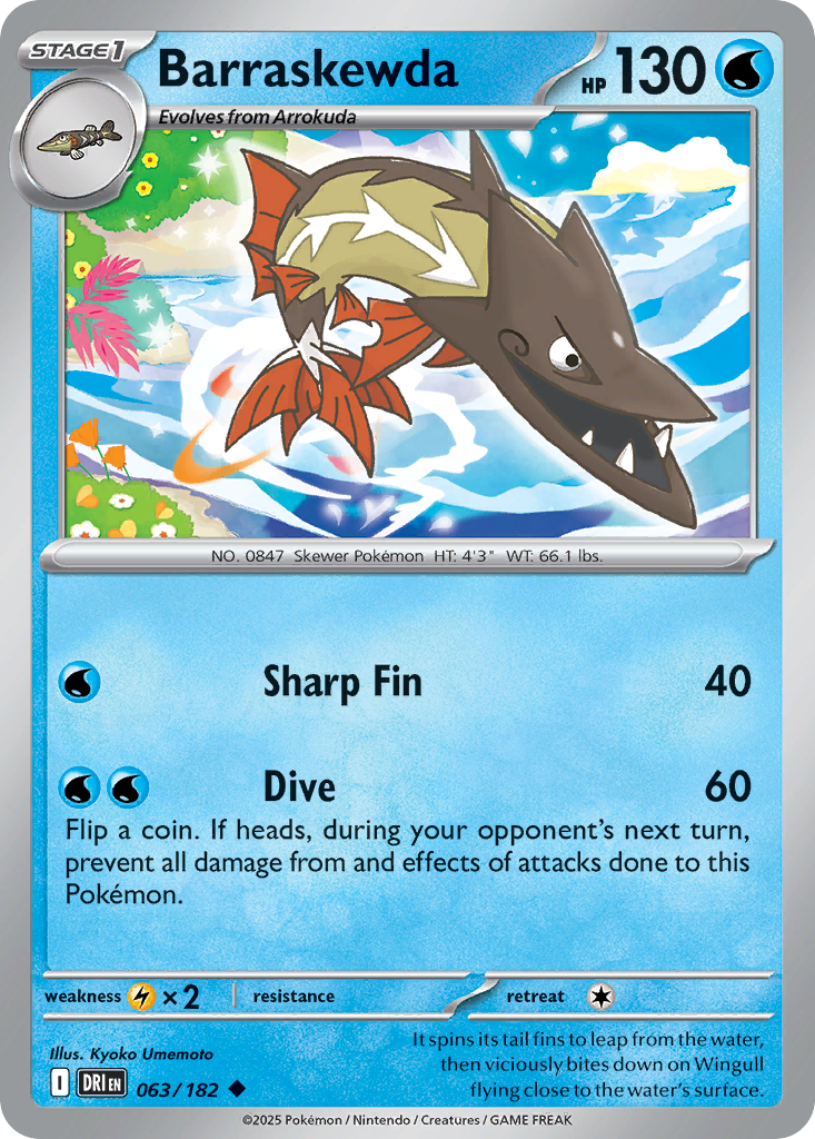 Losse Pokemonkaart 063/182 - Barraskewda - Destined Rivals - [Uncommon]
