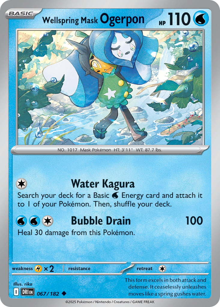 Losse Pokemonkaart 067/182 - Wellspring Mask Ogerpon - Destined Rivals - [Uncommon]