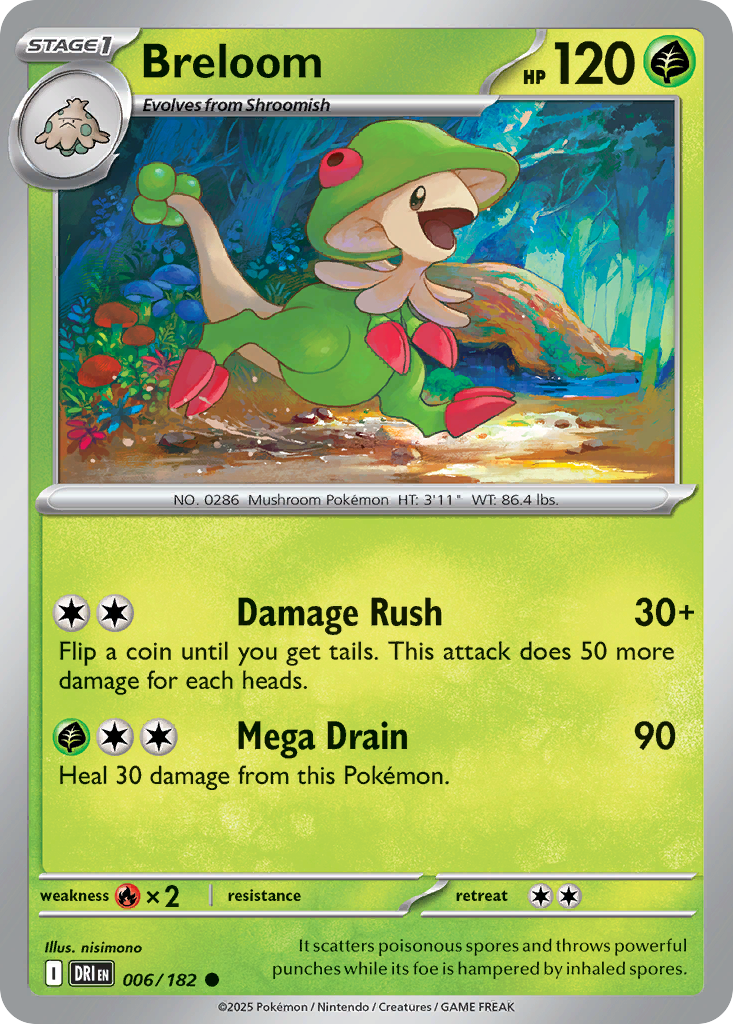 Losse Pokemonkaart 006/182 - Breloom - Destined Rivals - [Common] - Reverse Holo