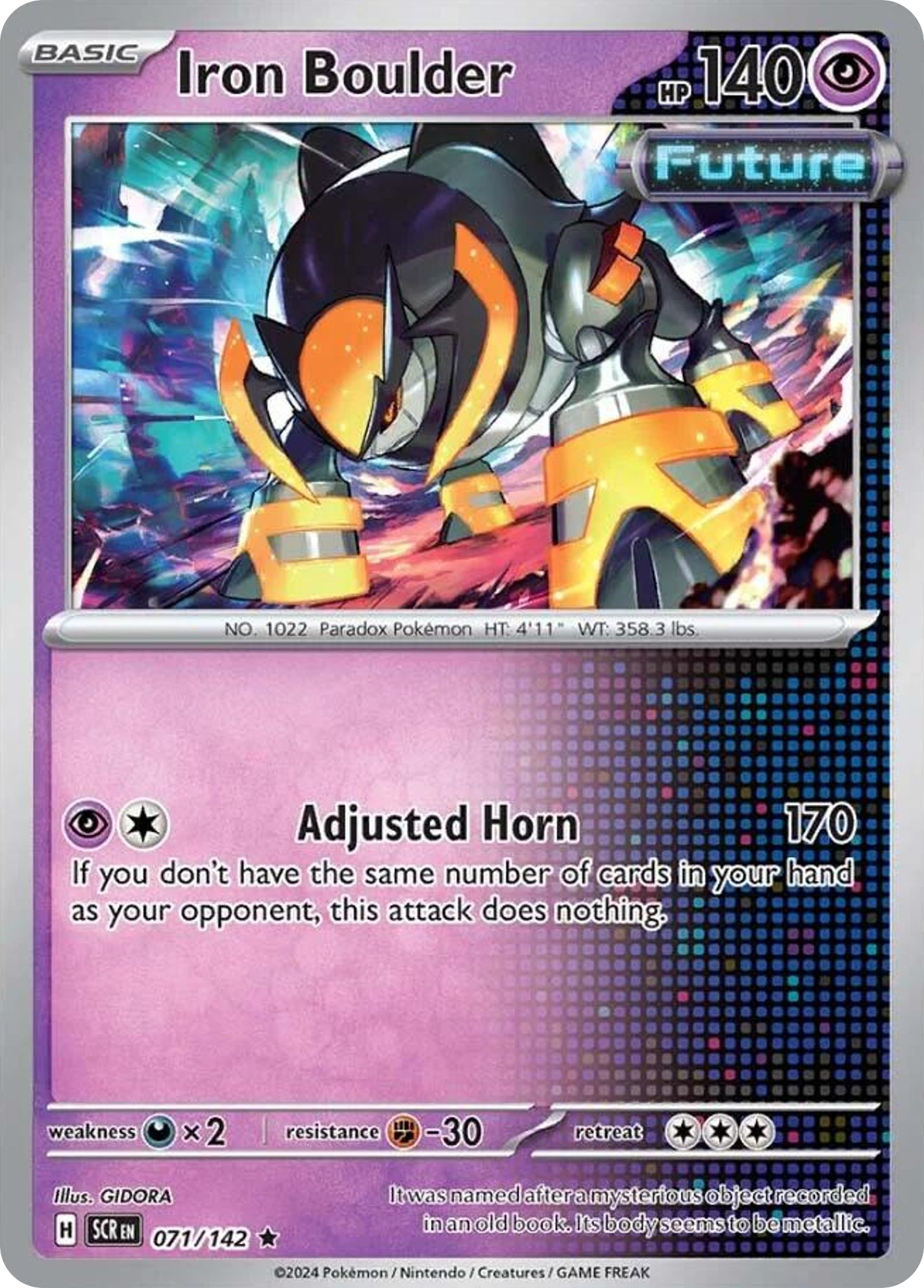 Losse Pokemonkaart 071/142 - Iron Boulder - Stellar Crown - [Rare] - Reverse Holo