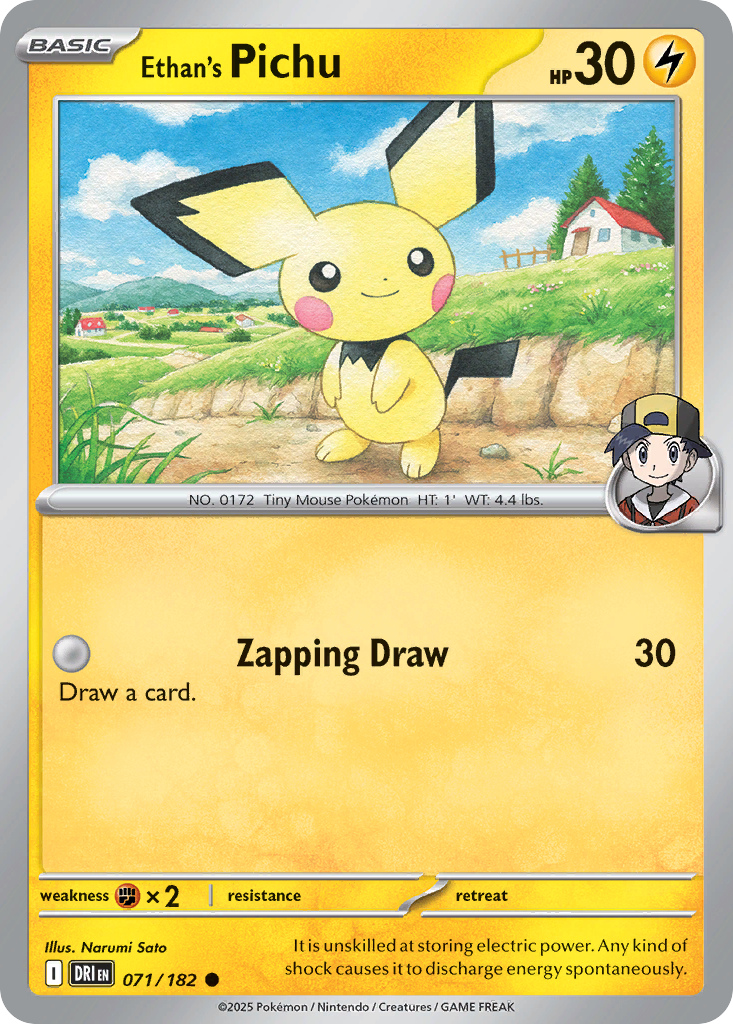 Losse Pokemonkaart 071/182 - Ethan's Pichu - Destined Rivals - [Common] - Reverse Holo