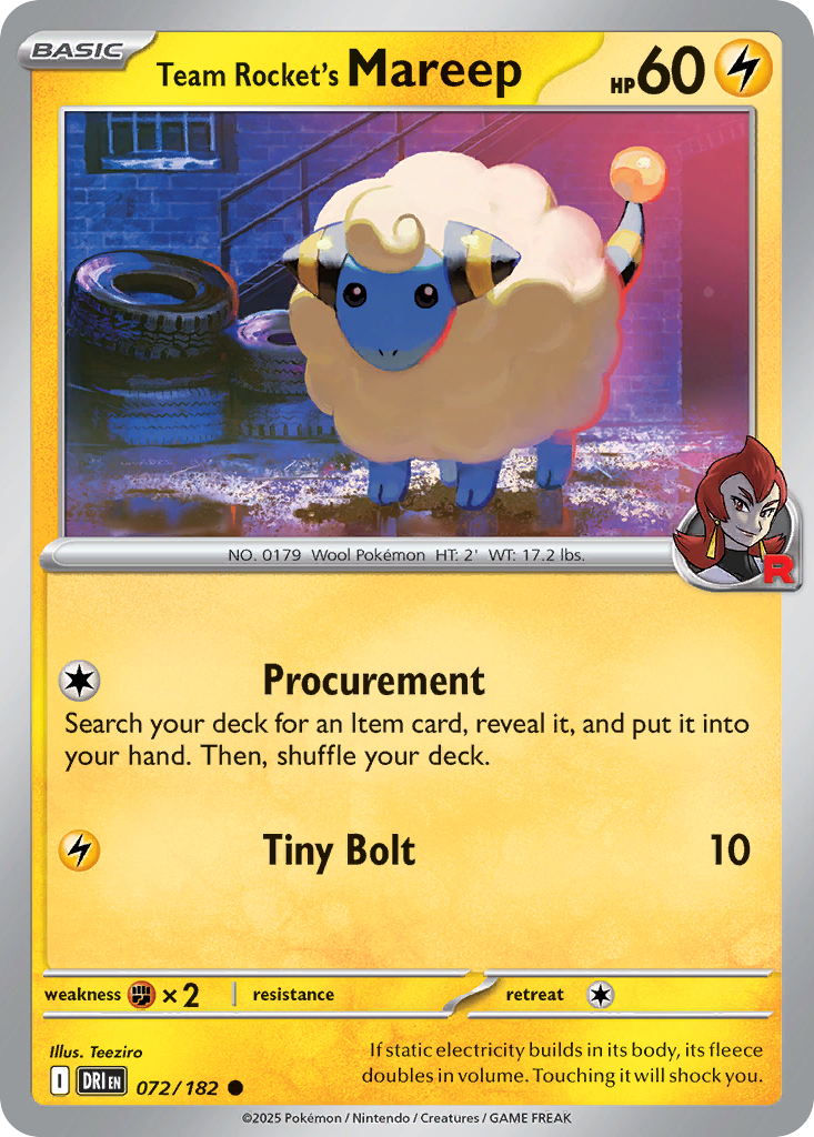 Losse Pokemonkaart 072/182 - Team Rocket's Mareep - Destined Rivals - [Common] - Reverse Holo