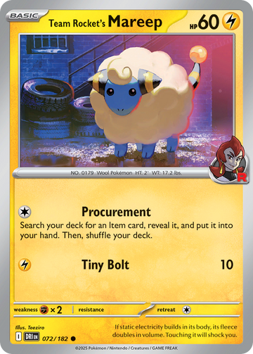 072/182 - Team Rocket's Mareep - [Common] - Reverse Holo