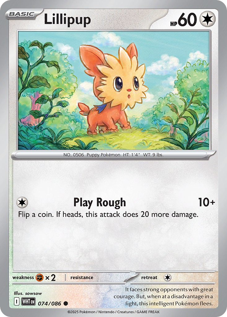 Losse Pokemonkaart 074/086 - Lillipup - White Flare - [Common] - Poke Ball Reverse Holo