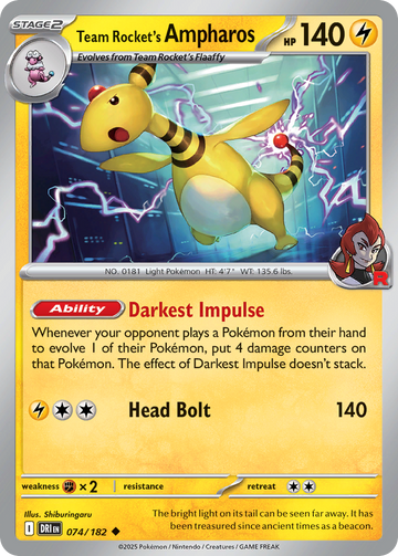 074/182 - Team Rocket's Ampharos - [Uncommon]