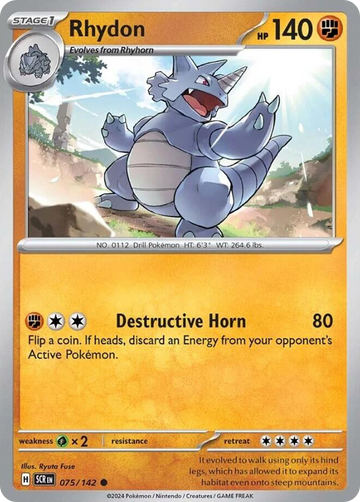 075/142 - Rhydon - [Common] - Reverse Holo