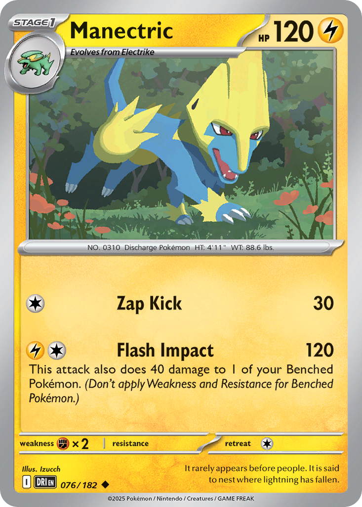 Losse Pokemonkaart 076/182 - Manectric - Destined Rivals - [Uncommon]