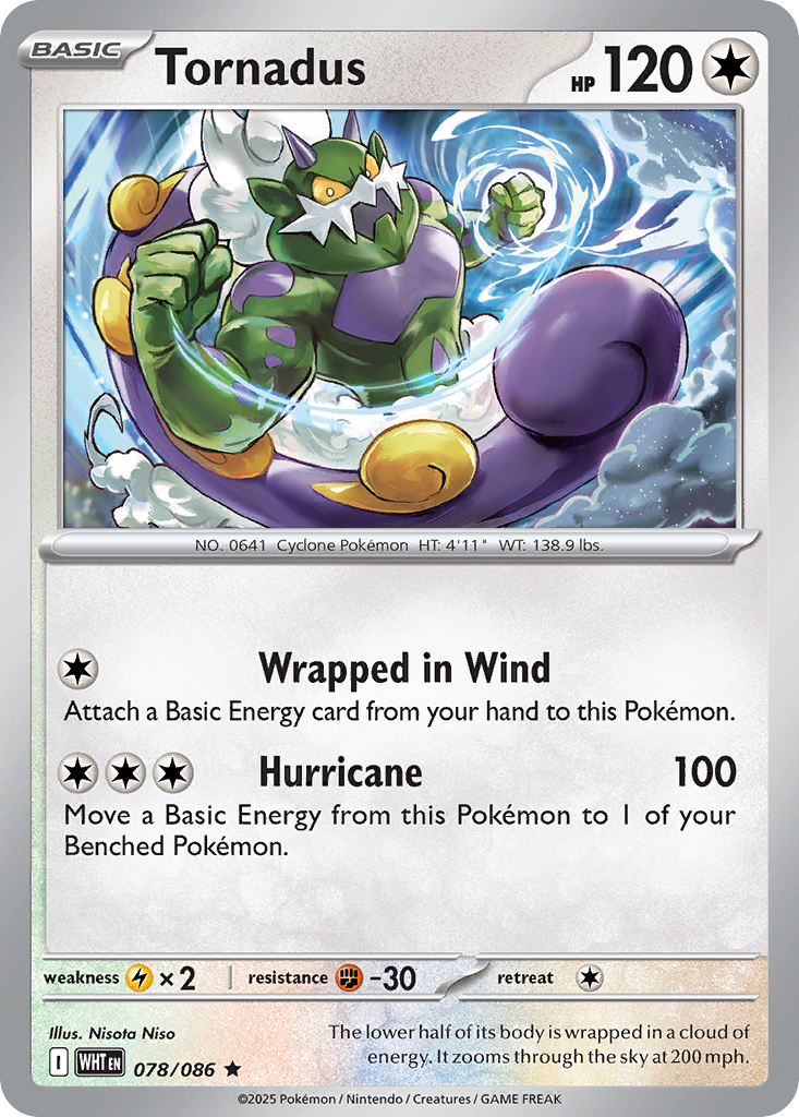 Losse Pokemonkaart 078/086 - Tornadus - White Flare - [Rare] - Poke Ball Reverse Holo