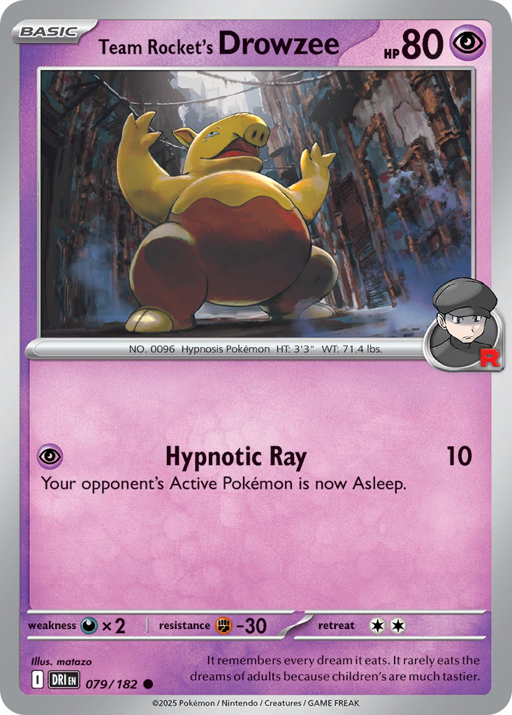 Losse Pokemonkaart 079/182 - Team Rocket's Drowzee - Destined Rivals - [Common] - Reverse Holo