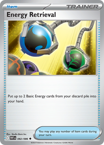 Losse Pokemonkaart 082/086 - Energy Retrieval - White Flare - [Uncommon] - Poke Ball Reverse Holo