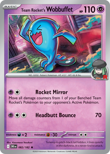 082/182 - Team Rocket's Wobbuffet - [Rare] - Reverse Holo