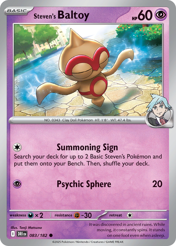 Losse Pokemonkaart 083/182 - Steven's Baltoy - Destined Rivals - [Common] - Reverse Holo
