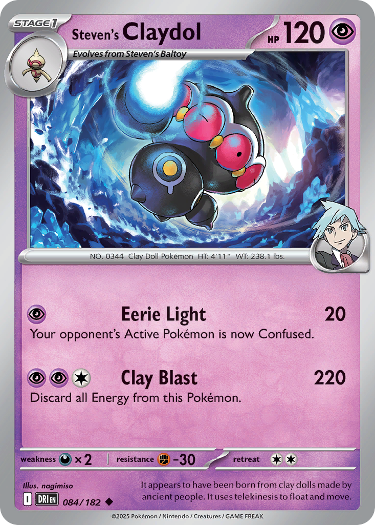 Losse Pokemonkaart 084/182 - Steven's Claydol - Destined Rivals - [Uncommon]