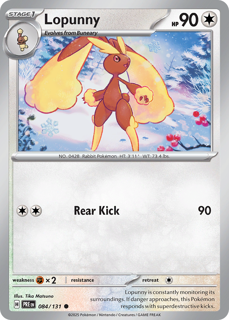 Losse Pokemonkaart 084/131 - Lopunny - Prismatic Evolutions - [Common]
