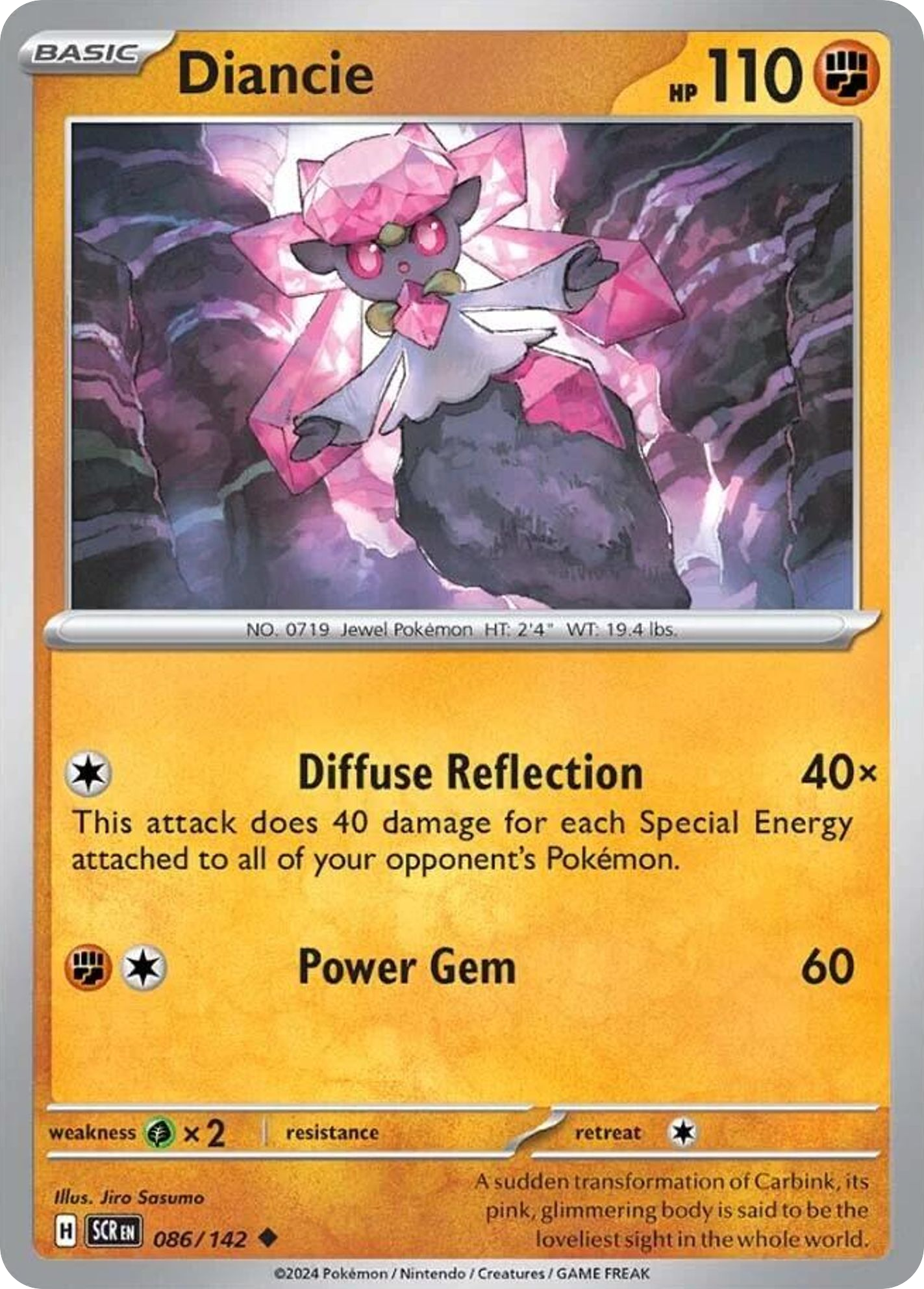 Losse Pokemonkaart 086/142 - Diancie - Stellar Crown - [Uncommon] - Reverse Holo