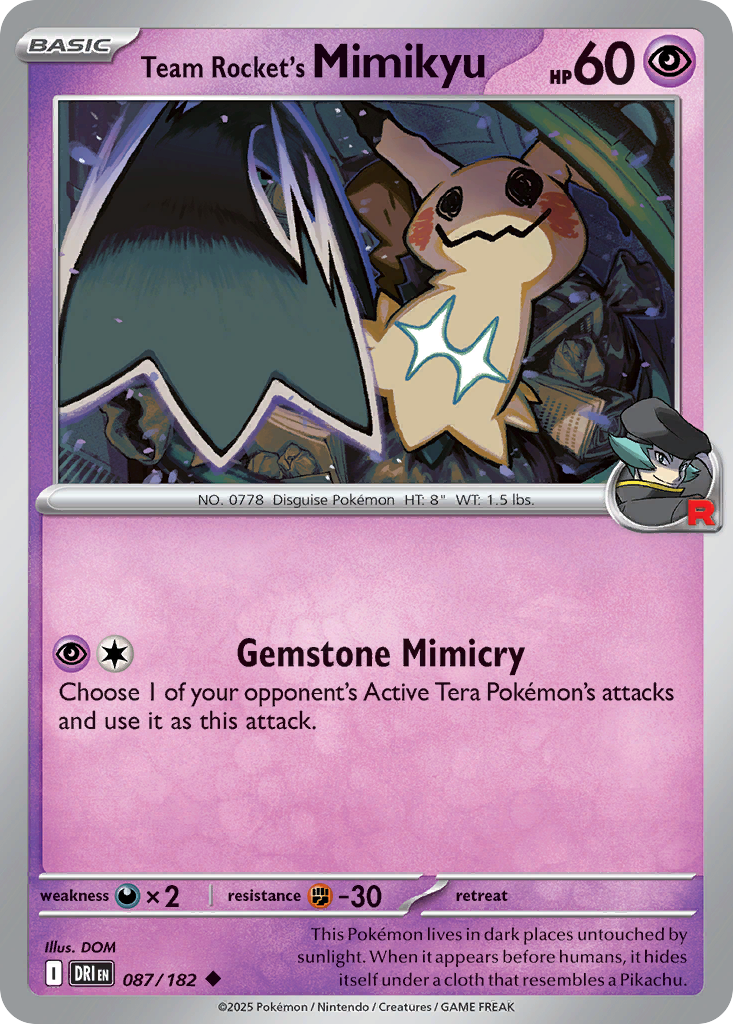 Losse Pokemonkaart 087/182 - Team Rocket's Mimikyu - Destined Rivals - [Uncommon]