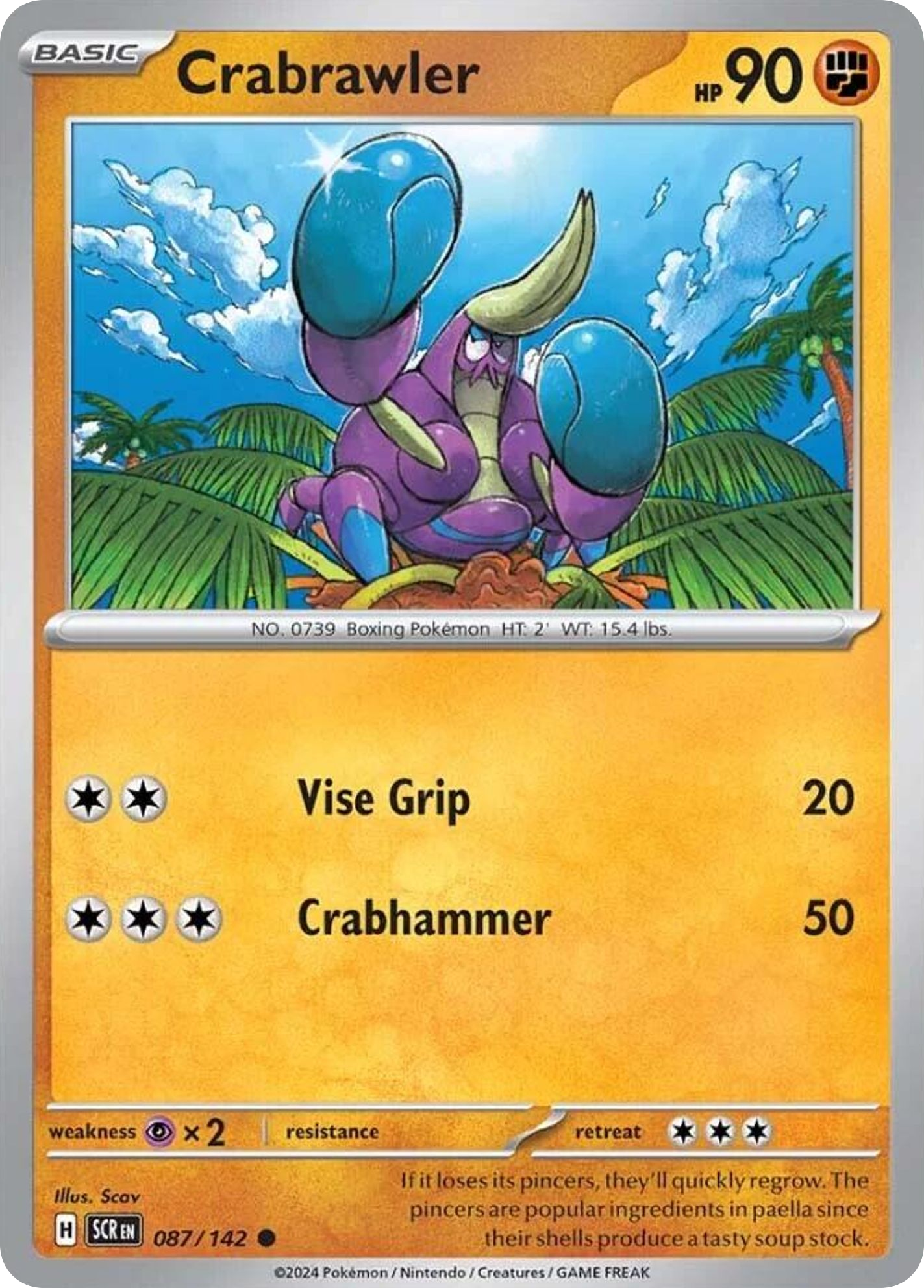 Losse Pokemonkaart 087/142 - Crabrawler - Stellar Crown - [Common] - Reverse Holo