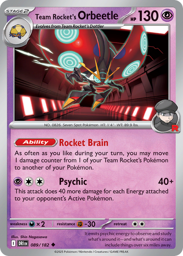 089/182 - Team Rocket's Orbeetle - [Uncommon] - Reverse Holo