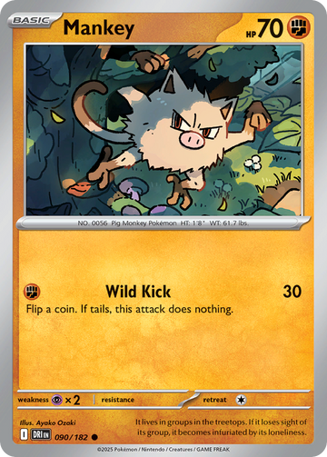 090/182 - Mankey - [Common] - Reverse Holo