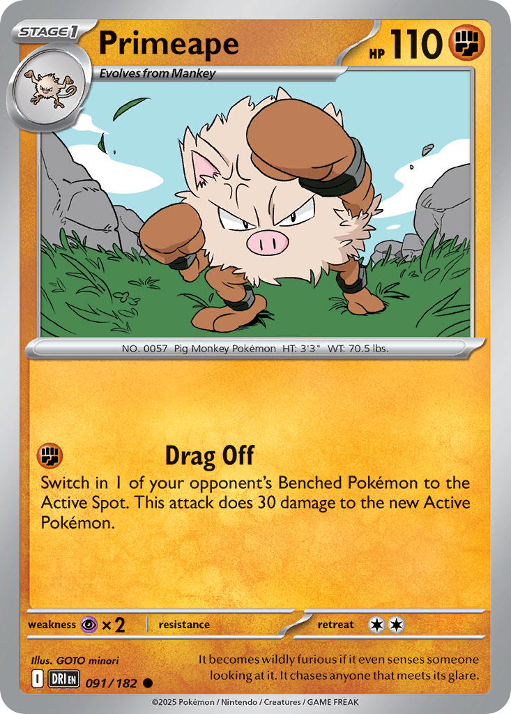 Losse Pokemonkaart 091/182 - Primeape - Destined Rivals - [Common]