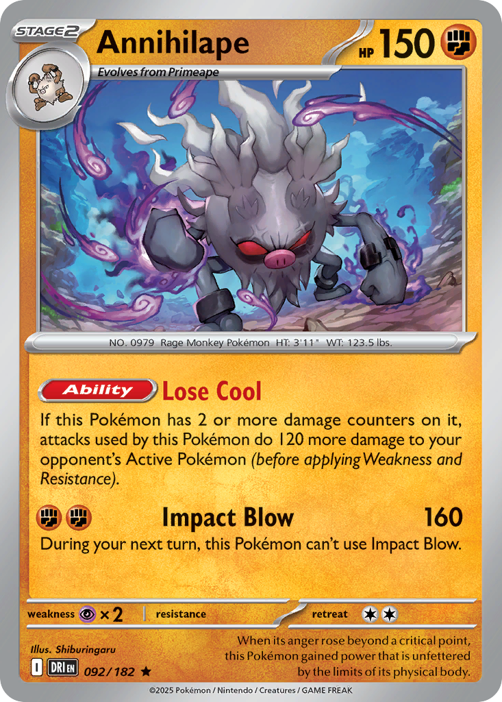 Losse Pokemonkaart 092/182 - Annihilape - Destined Rivals - [Rare]