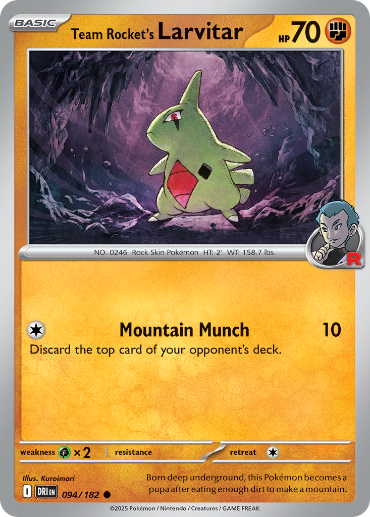 Losse Pokemonkaart 094/182 - Team Rocket's Larvitar - Destined Rivals - [Common] - Reverse Holo