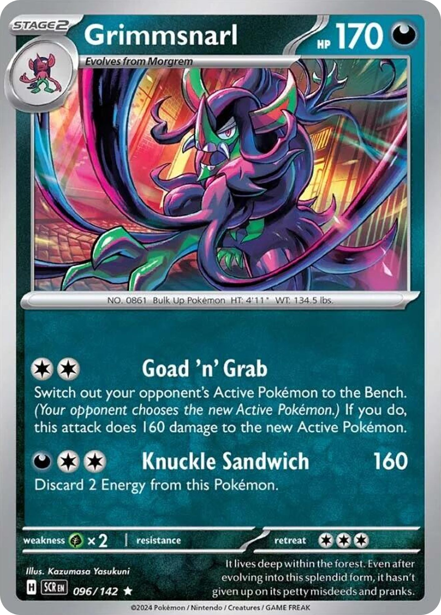 Losse Pokemonkaart 096/142 - Grimmsnarl - Stellar Crown - [Rare] - Reverse Holo