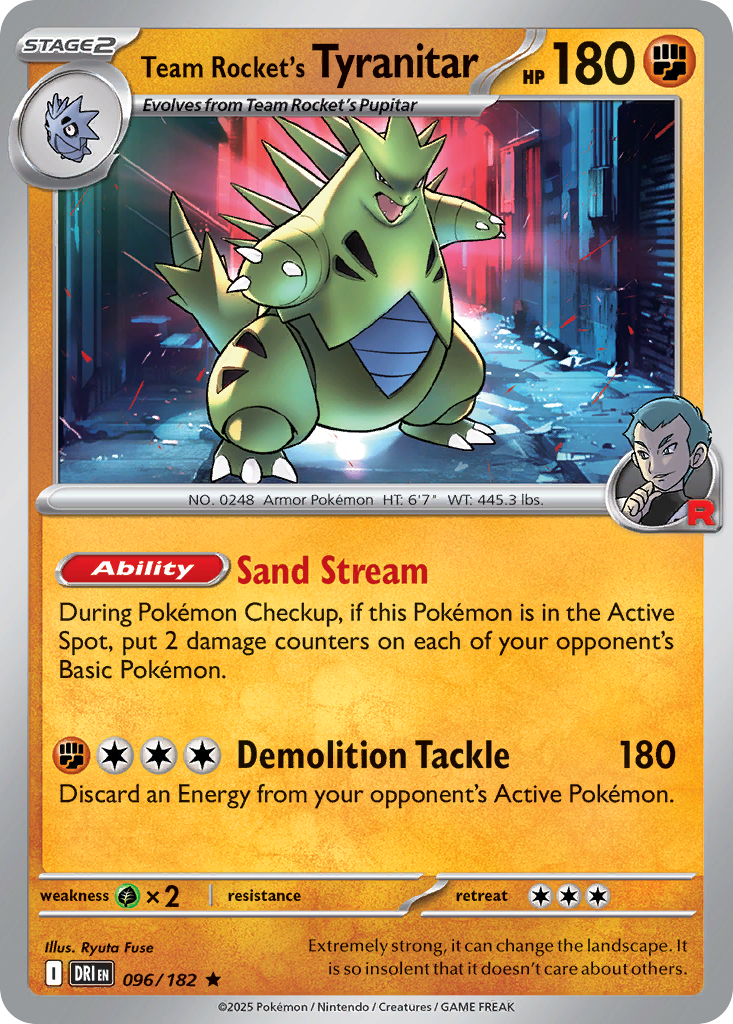 Losse Pokemonkaart 096/182 - Team Rocket's Tyranitar - Destined Rivals - [Rare]