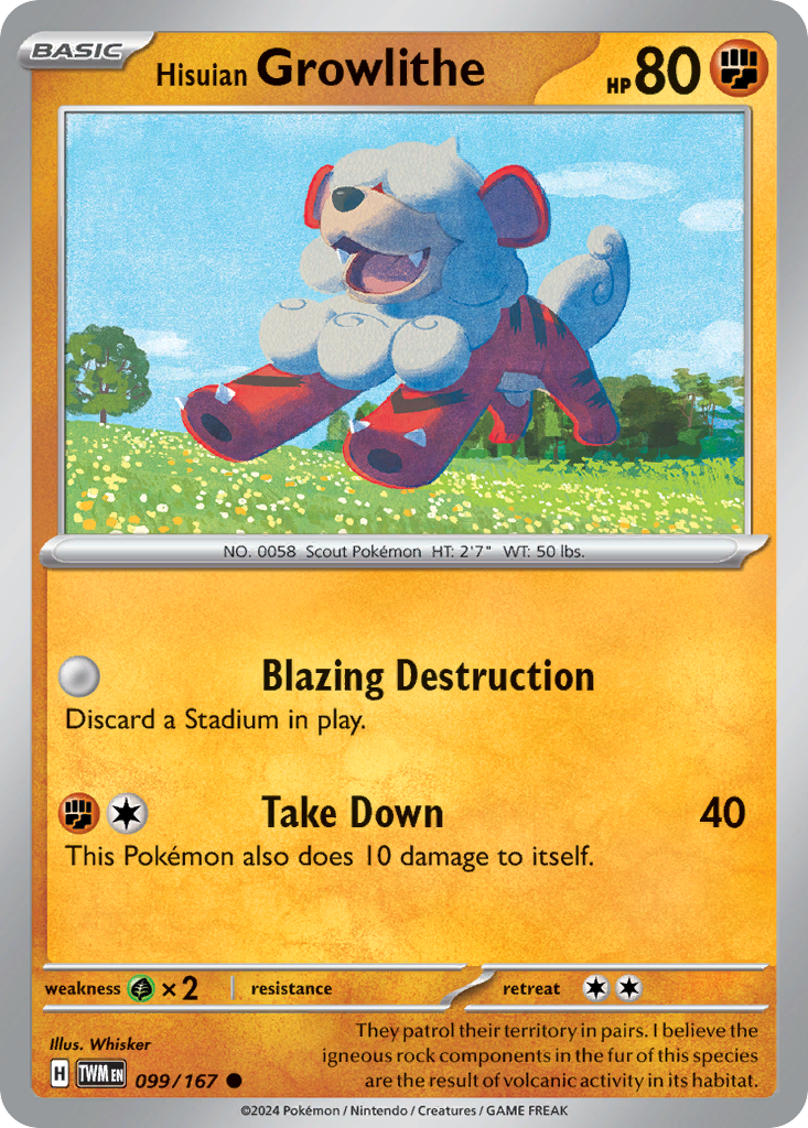 099/167 - Hisuian Growlithe - [Common] - Reverse Holo