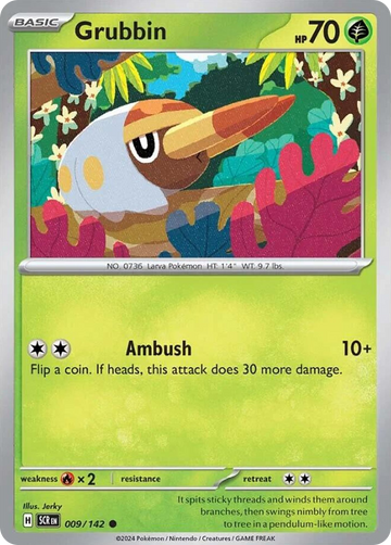 Losse Pokemonkaart 009/142 - Grubbin - Stellar Crown - [Common] - Reverse Holo