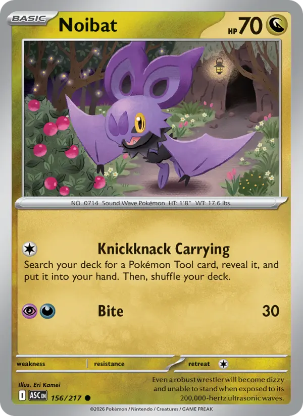 Losse Pokémonkaart 156/217 - Noibat - Ascended Heroes - [Common] - Friendball Reverse Holo