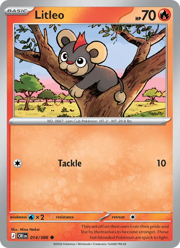 Losse Pokémonkaart 014/086 - Litleo - Chaos Rising - [Common] - Reverse Holo