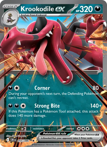 Losse Pokémonkaart 055/086 - Krookodile ex - Chaos Rising - [Double rare]