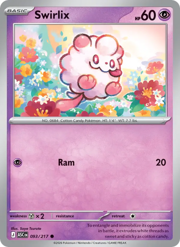 Losse Pokémonkaart 093/217 - Swirlix - Ascended Heroes - [Common] - Loveball Reverse Holo