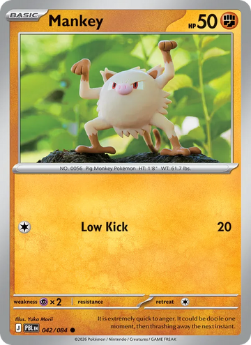 Losse Pokémonkaart 042/084 - Mankey - Pitch Black - [Common]