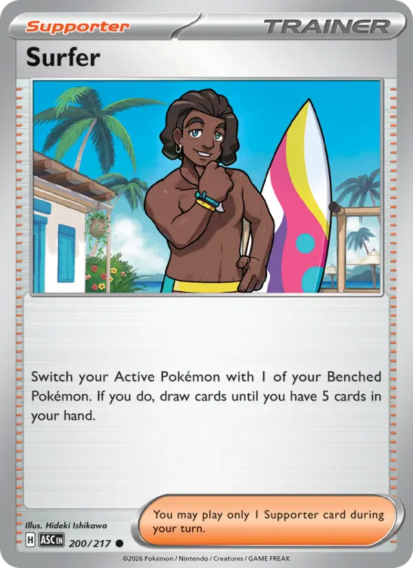 Losse Pokémonkaart 200/217 - Surfer - Ascended Heroes - [Common] - Reverse Holo