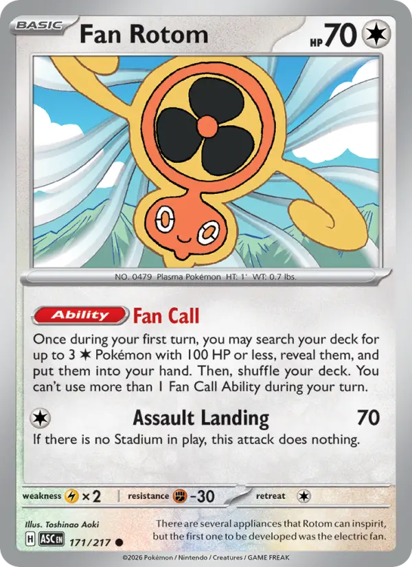 Losse Pokémonkaart 171/217 - Fan Rotom - Ascended Heroes - [Common] - Energy Reverse Holo