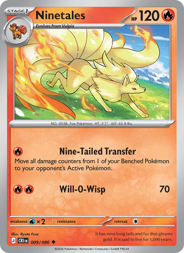 Losse Pokémonkaart 009/086 - Ninetales - Chaos Rising - [Uncommon] - Reverse Holo