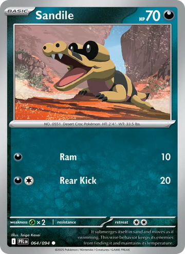Losse Pokémonkaart 064/094 - Sandile - Phantasmal Flames - [Common]