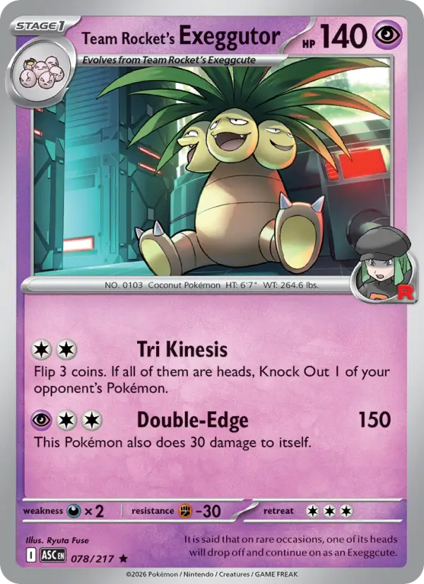 Losse Pokémonkaart 078/217 - Team Rocket's Exeggutor - Ascended Heroes - [Rare] - Energy Reverse Holo