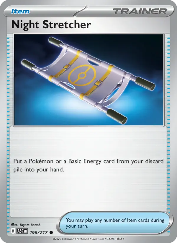 Losse Pokémonkaart 196/217 - Night Stretcher - Ascended Heroes - [Common] - Reverse Holo