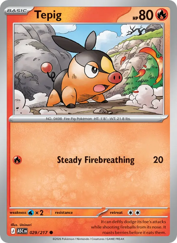 Losse Pokémonkaart 029/217 - Tepig - Ascended Heroes - [Common]