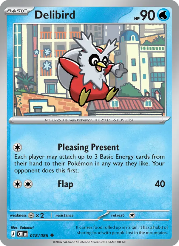 Losse Pokémonkaart 018/086 - Delibird - Chaos Rising - [Uncommon]