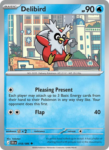Losse Pokémonkaart 018/086 - Delibird - Chaos Rising - [Uncommon]