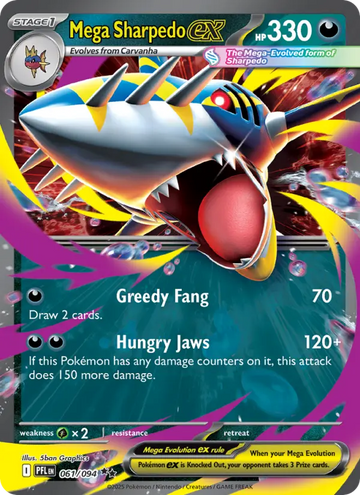 Losse Pokémonkaart 061/094 - Mega Sharpedo ex - Phantasmal Flames - [Double rare]