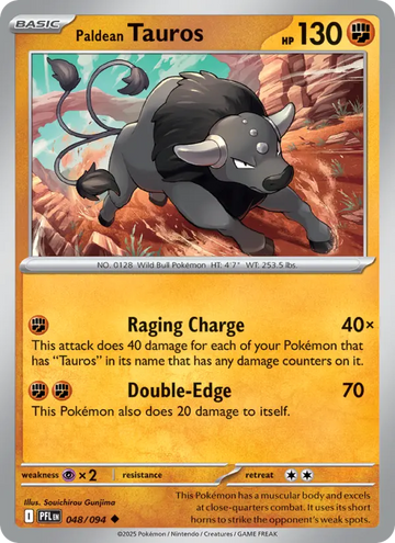 Losse Pokémonkaart 048/094 - Paldean Tauros - Phantasmal Flames - [Uncommon]