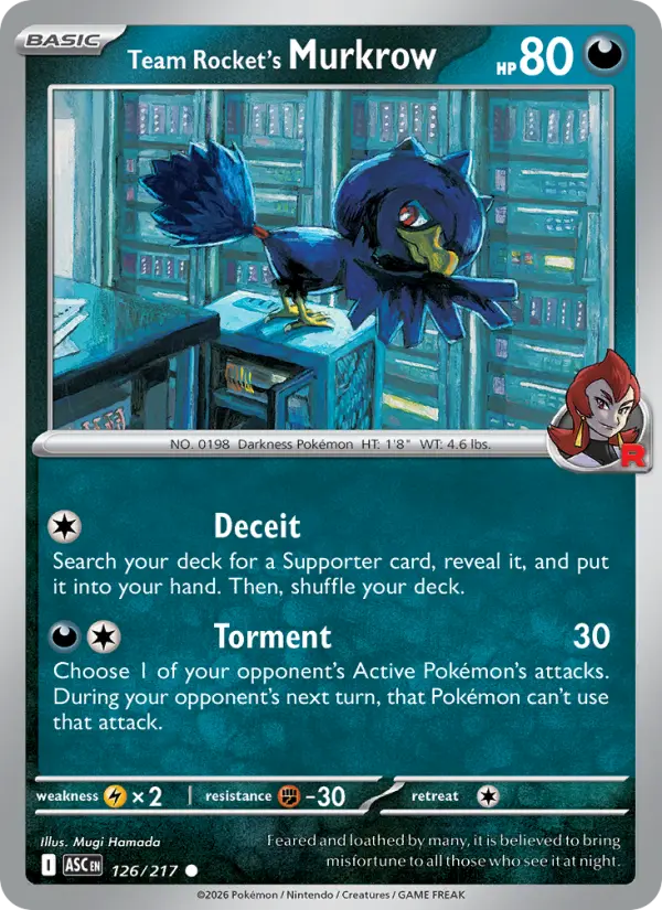 Losse Pokémonkaart 126/217 - Team Rocket's Murkrow - Ascended Heroes - [Common] - Energy Reverse Holo