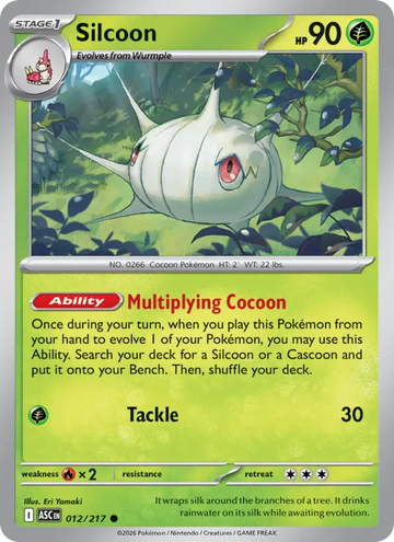 Losse Pokémonkaart 012/217 - Silcoon - Ascended Heroes - [Common] - Loveball Reverse Holo