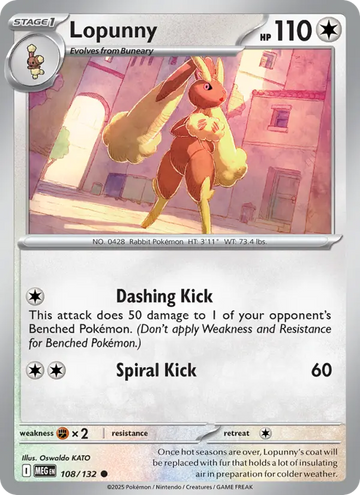 Losse Pokémonkaart 108/132 - Lopunny - Mega Evolution - [Common]