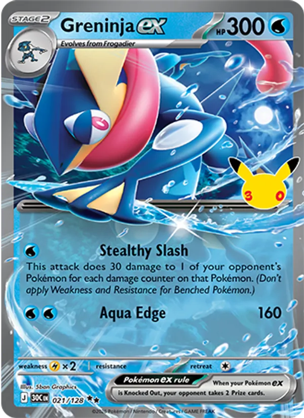 Losse Pokémonkaart 021/128 - Greninja ex - 30th Celebration - [Double rare]